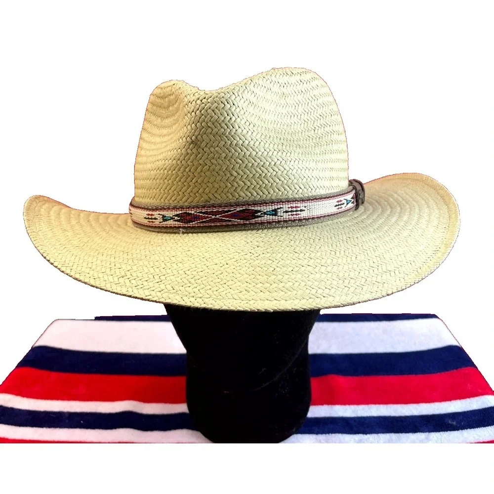 Bailey of Hollywood Derian Fedora Southwest Outback Hat Medium Beige Wide Brim